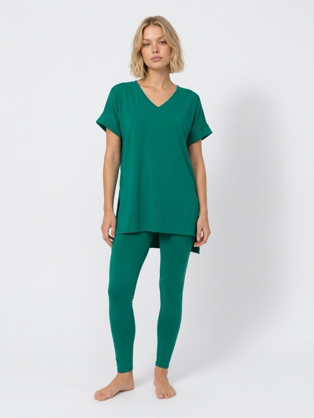 NWOT Zenana Outfitters Teal V-Neck Tunic with Matching Leggings